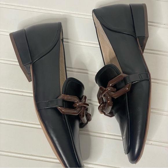 Louise et Cie Emlen Tortoise Chain Black Leather Classic Loafer 617 - Picture 10 of 11